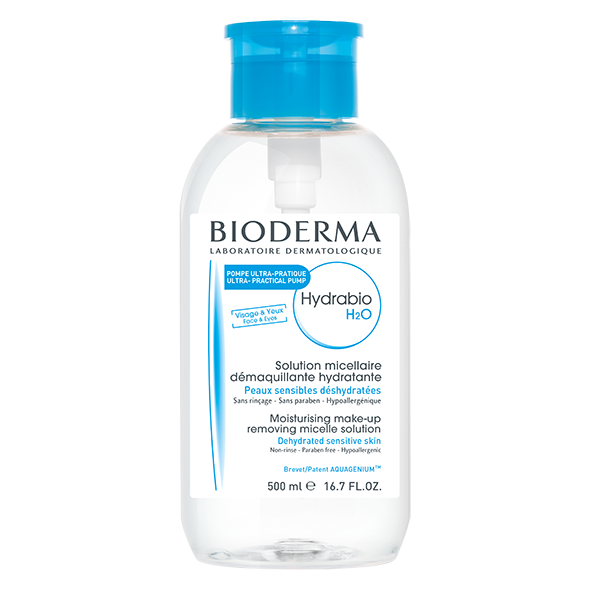 Bioderma HYDRABIO H2O andlitshreinsir með pumpu 500 ml.