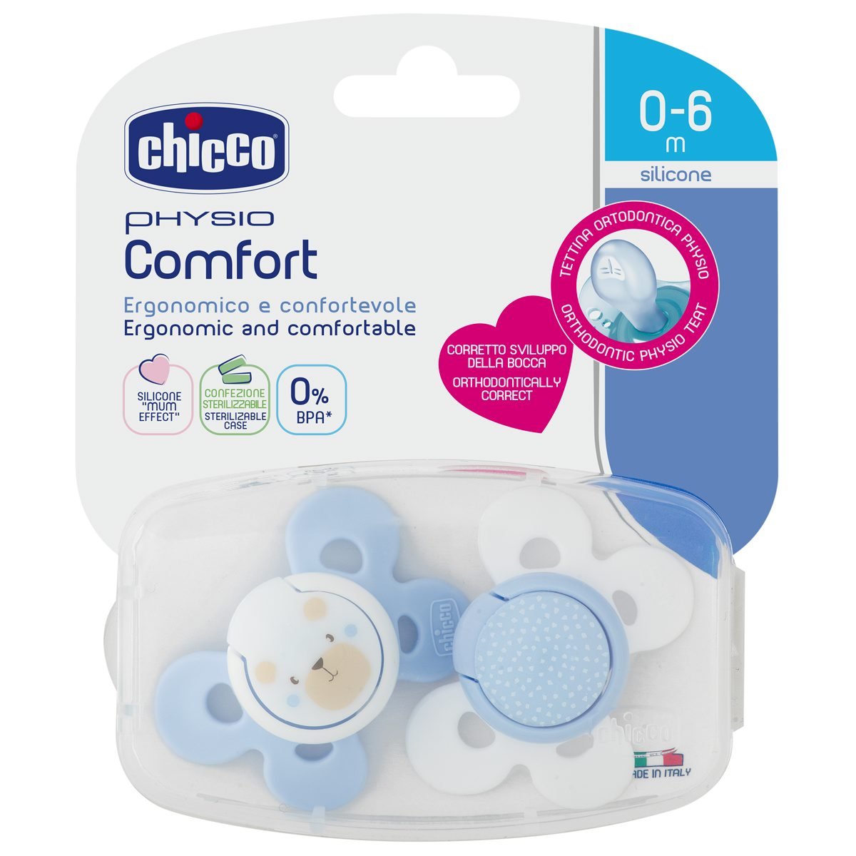 Chicco Physio Comfort snuð 2-6 mánaða #blá 2 stk. (1)
