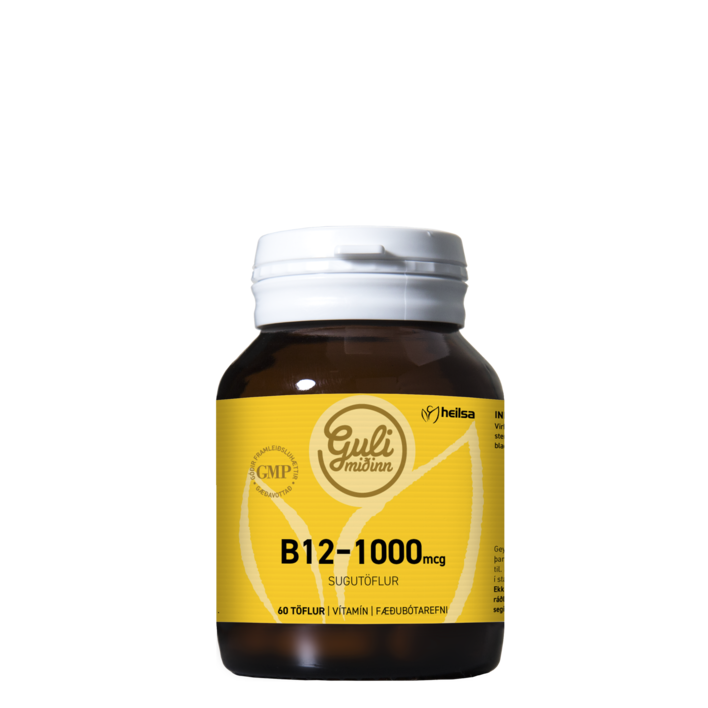 Guli miðinn B12 1000mg, 60 sugutöflur