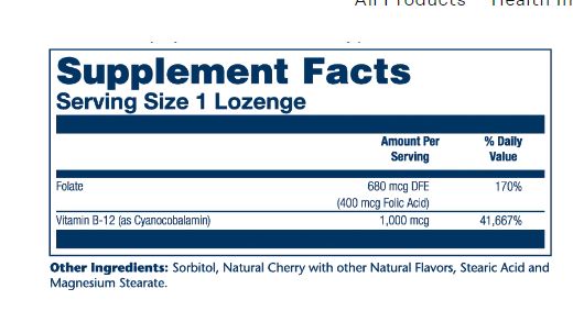 Solaray B-12 Lozenge 1000mcg 90 hylki (1)