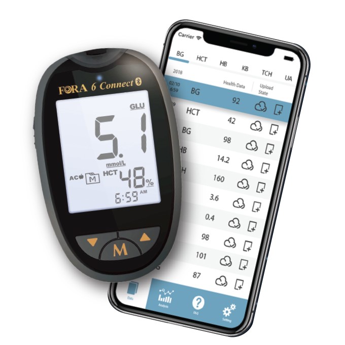 FORA 6 blóðsykurs, ketó og kólesterólmælir með Bluetooth tengi (1)