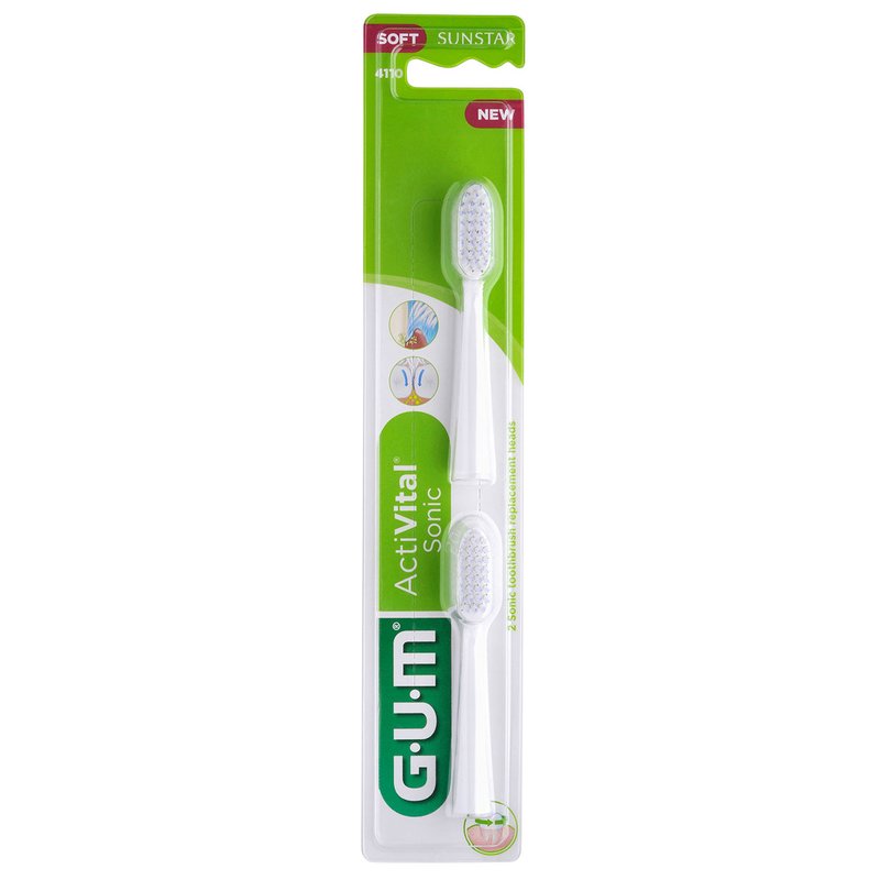 Gum ActiVital Sonic hausar á tannbursta 2 stk. #hvítir