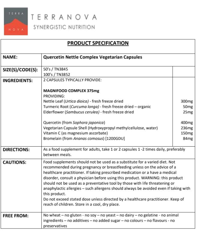 Terranova Quercetin Nettle Complex 50 hylki (2)