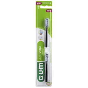 GUM Actival Sonic hausar á tannbursta 2 stk. #svartir