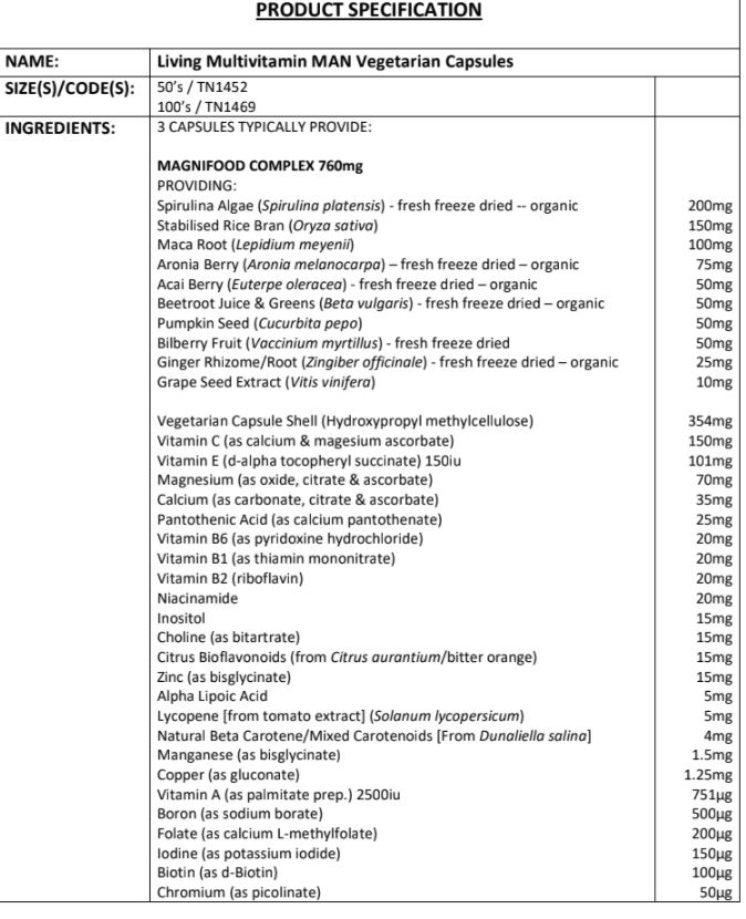 Terranova Living Multivitamin SPORT, 50 vegan hylki (1)
