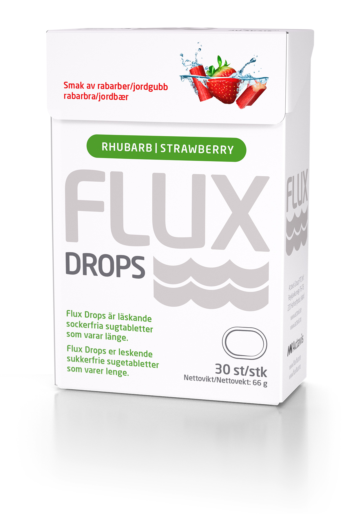 Flux drops rabbabari og jarðaber 30 stk.