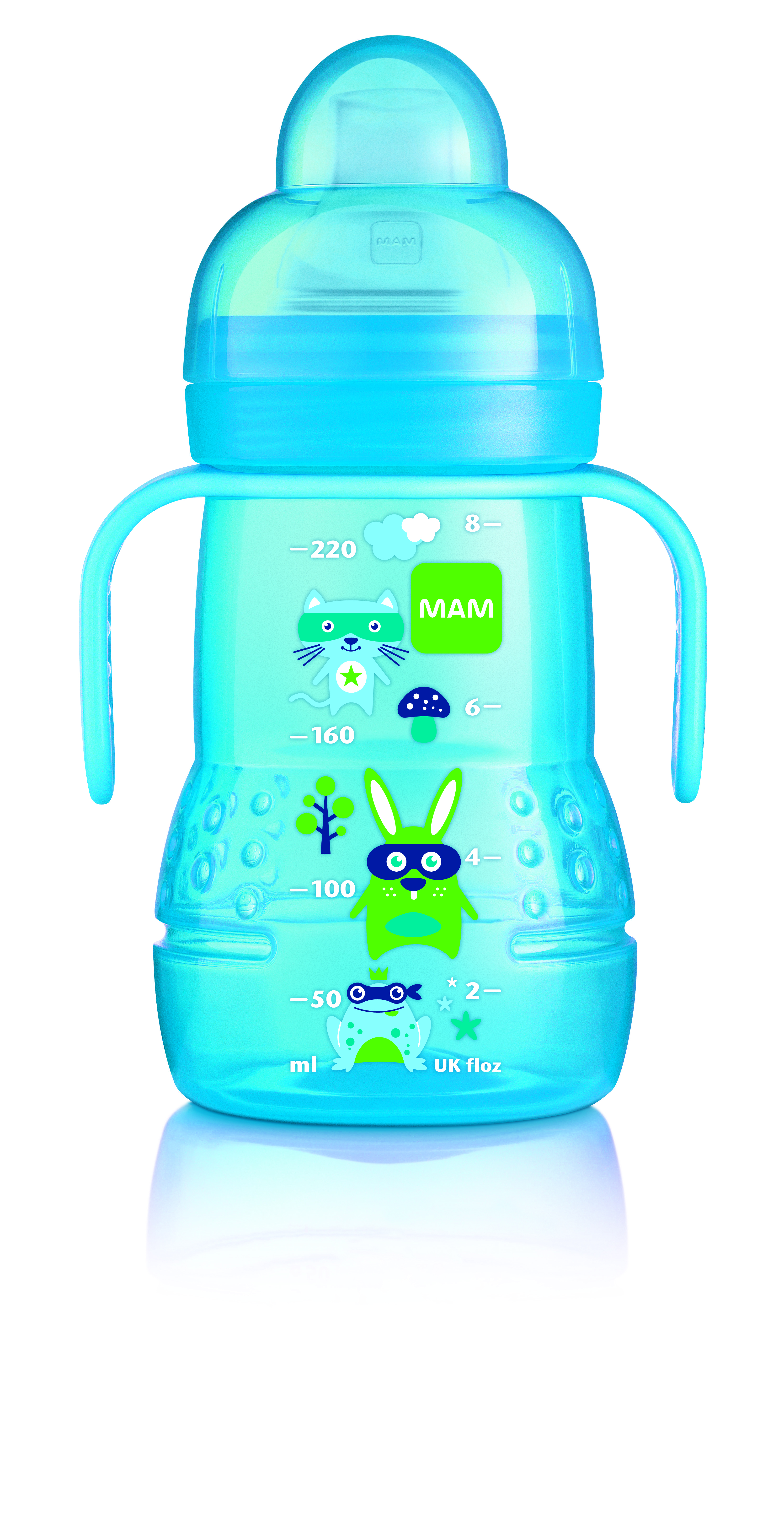 MAM þjálfunarpeli 4 mán+ 220 ml. - þrír litir