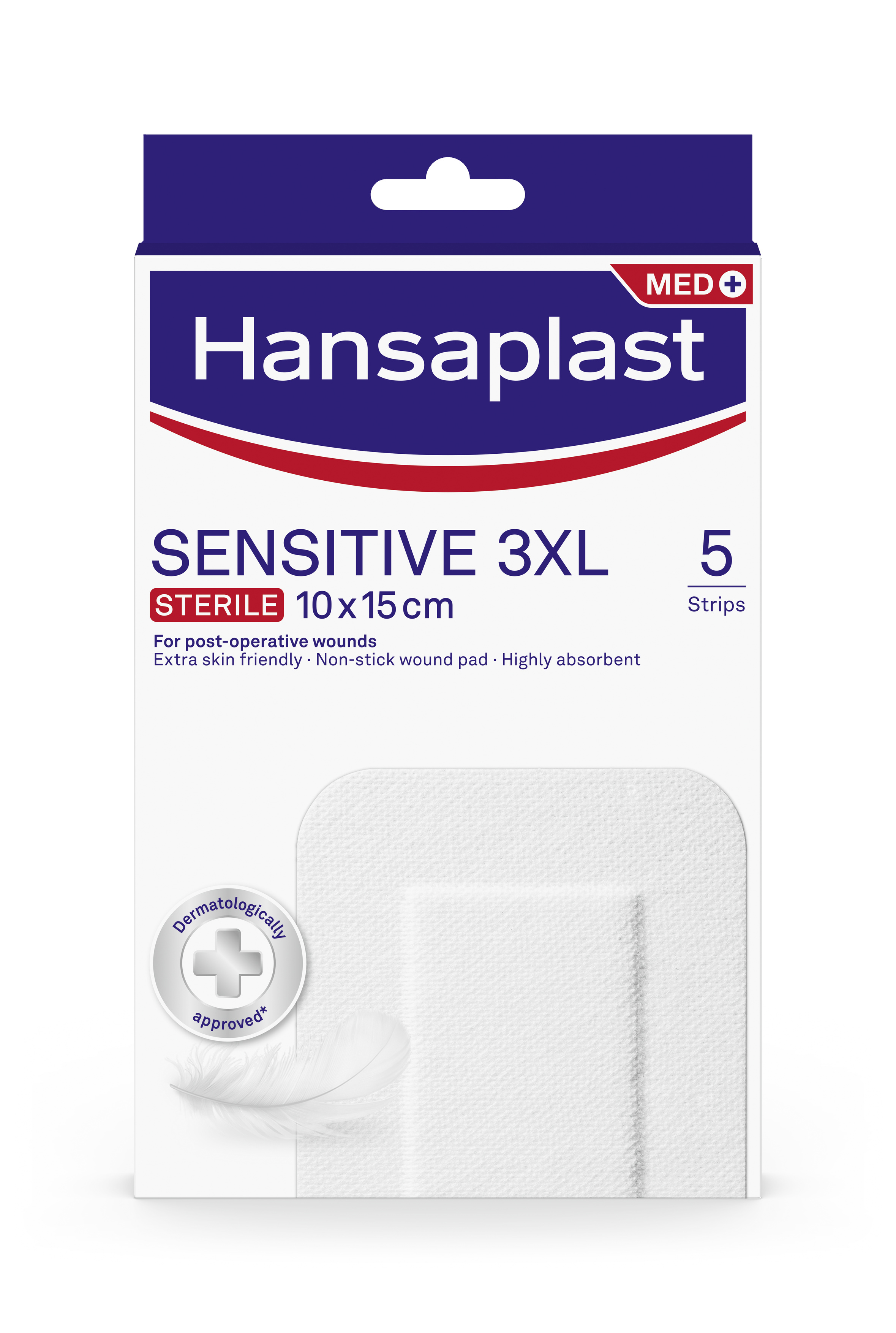 Hansaplast Sensitive 3XL, 10x15cm., 5 stk.