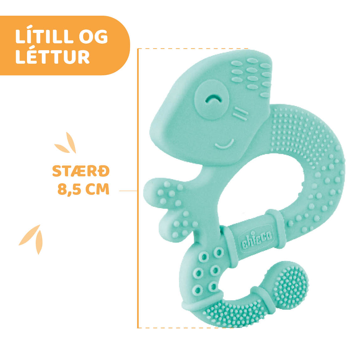 Chicco tannhringur silicone blár +2mán (3)