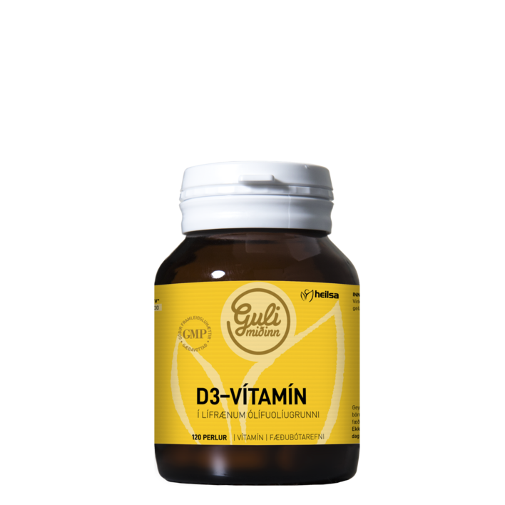 Guli miðinn D3 vítamín 2000ae 120 perlur