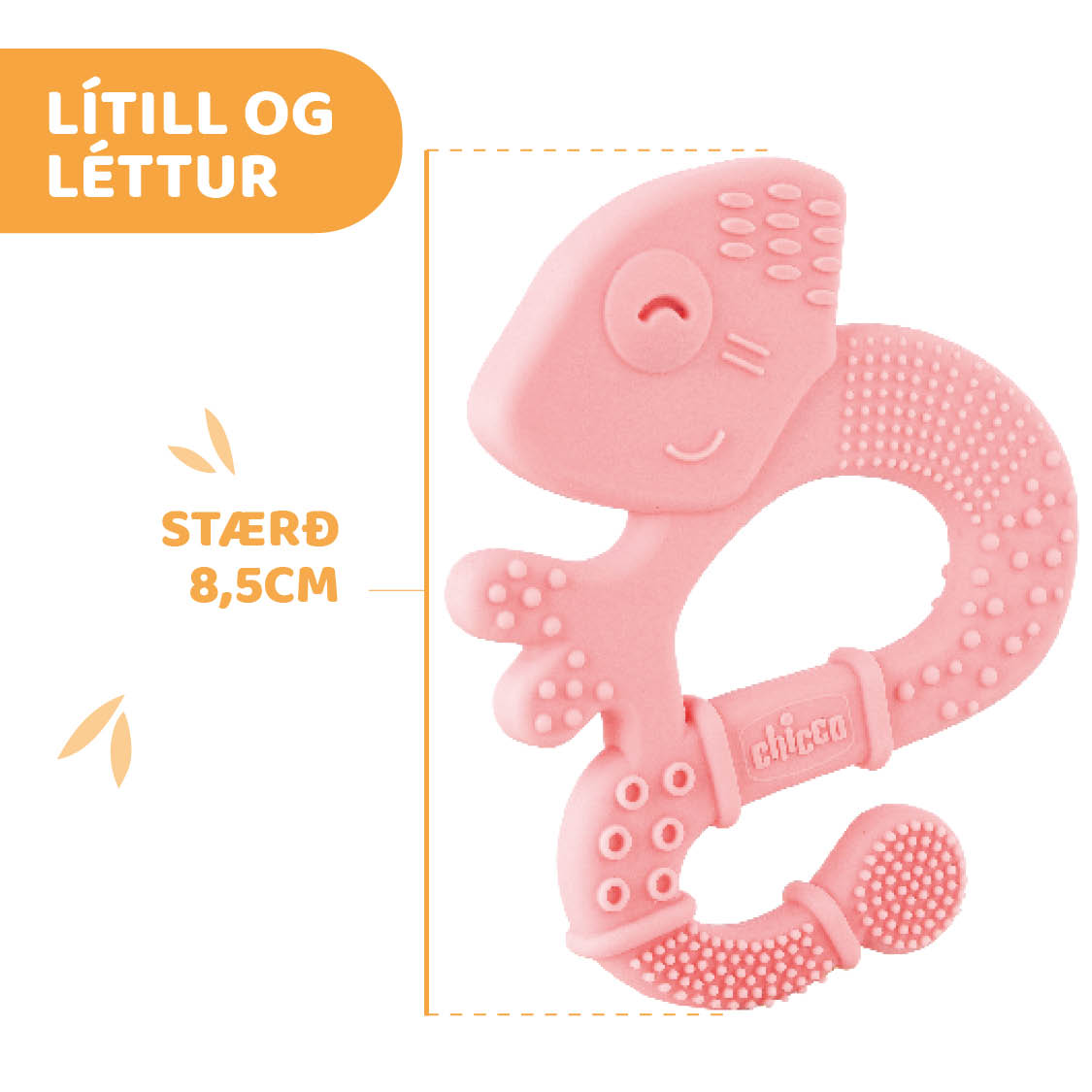 Chicco tannhring silicone bleikur +2mán (3)