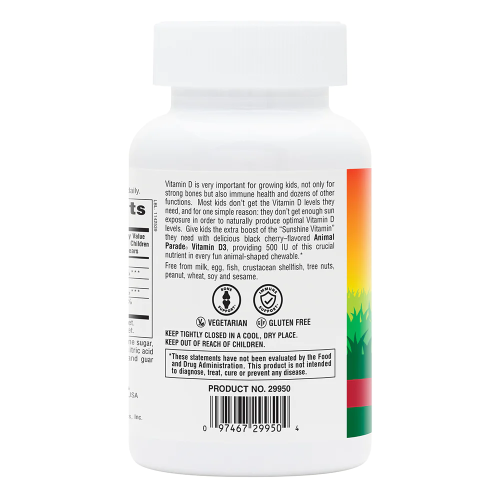 Animal Parade D3 500IU 90 tuggutöflur #sykurlaust (2)