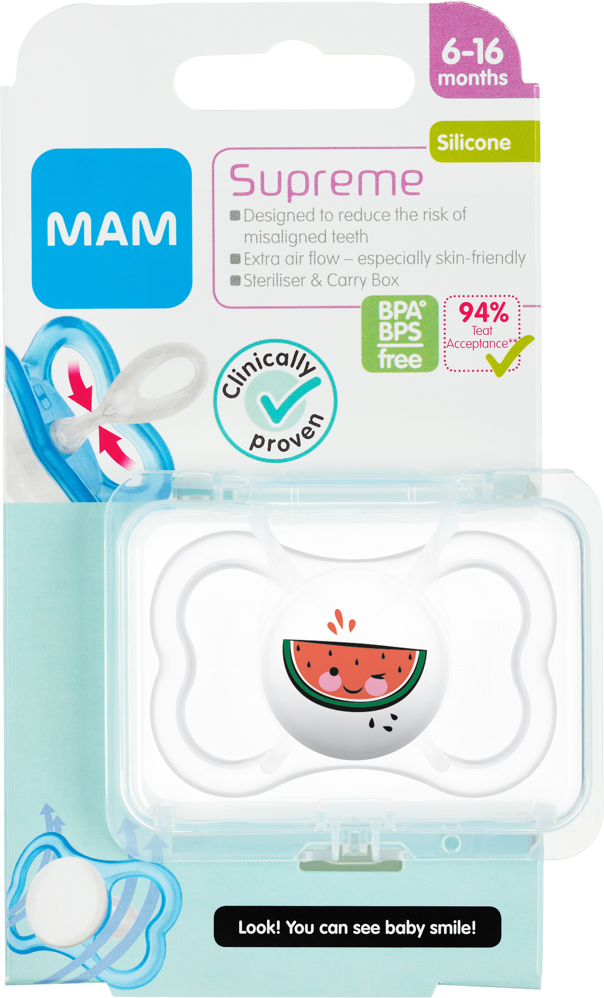 MAM Supreme snuð 6-16 mán #3 litir (1)