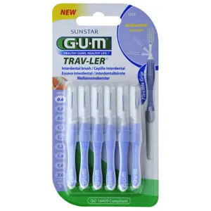 GUM millitannbursti ljósfjólublár 0.6 mm. - 6 stk.