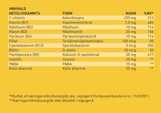 Guli Miðinn B-stress 100 töflur (1)