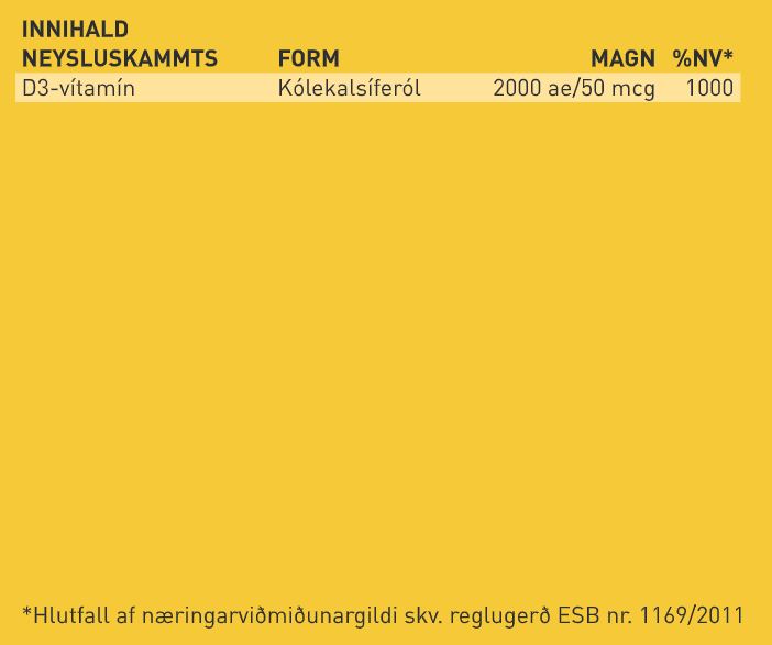 Guli Miðinn D3 vítamín 2000ae 60 perlur (1)