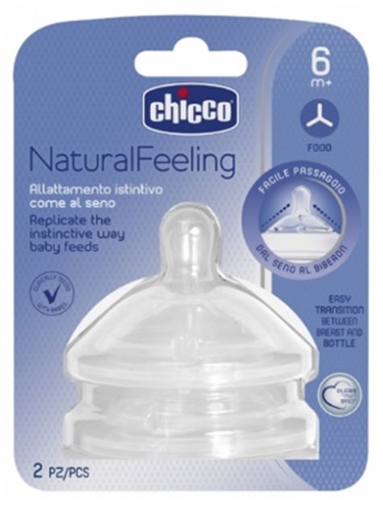 Chicco Natural Feeling pelatútta +6mán 2 stk.