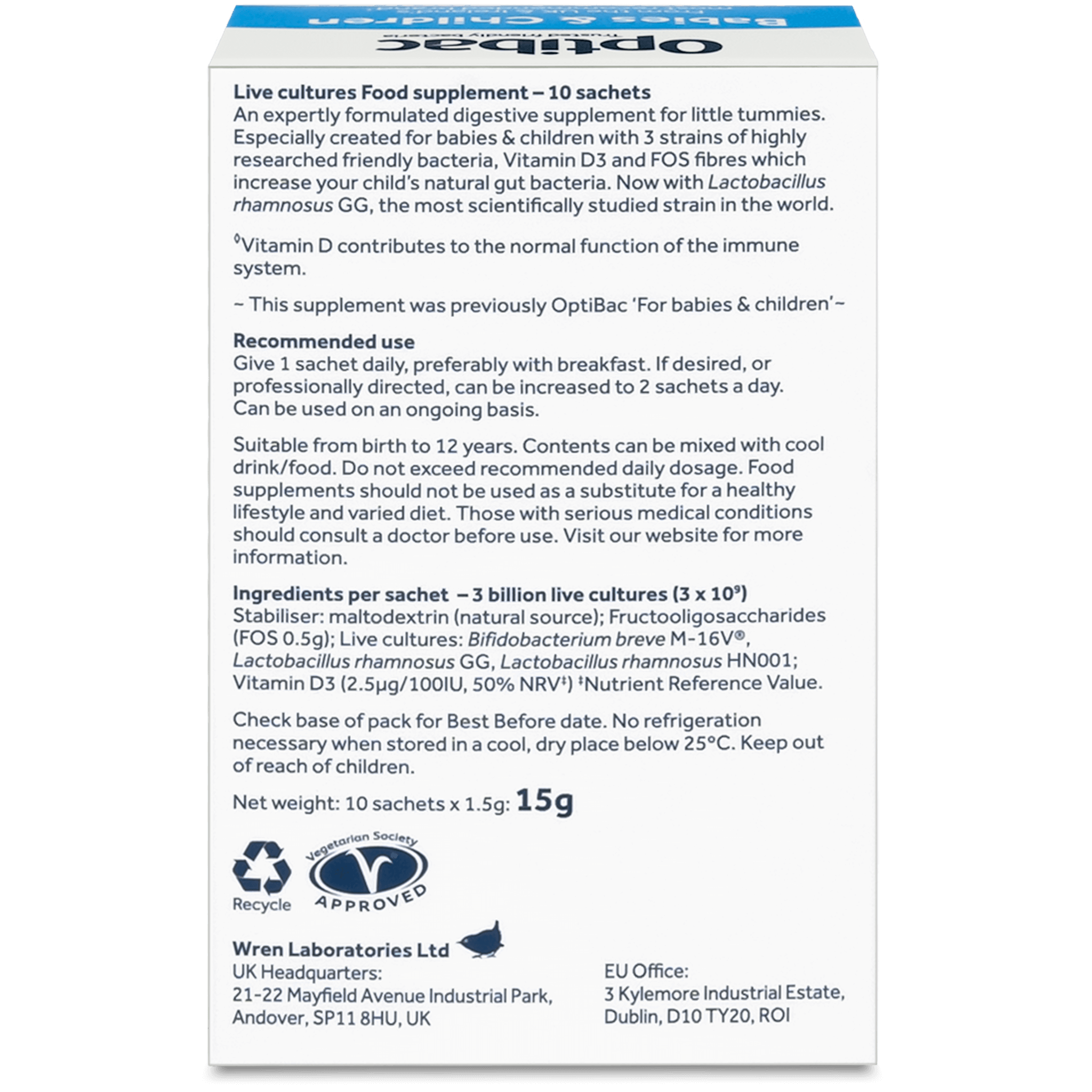 Optibac góðgerlar fyrir börn og ungabörn, 10 duft pokar (3)