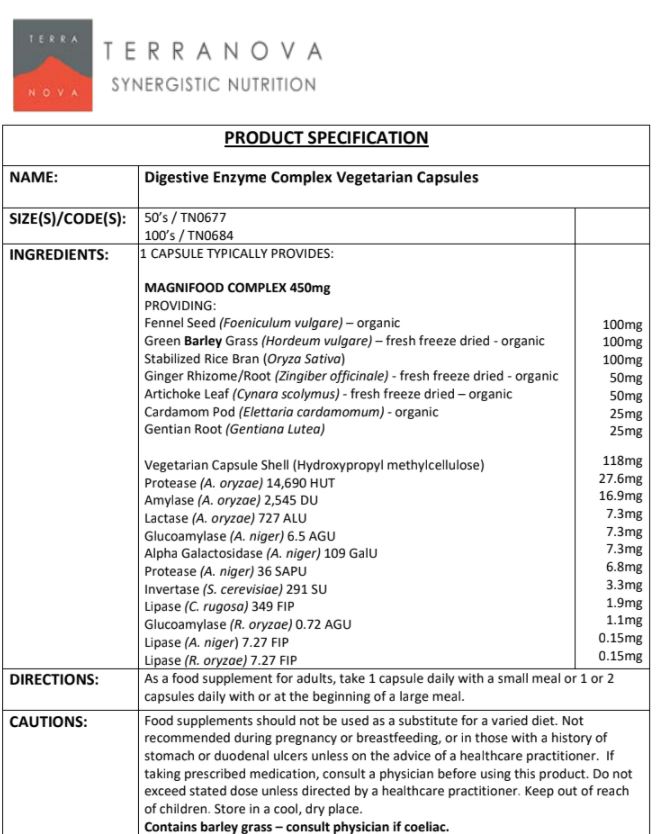 Terranova Digestive Enzyme Complex 50 hylki (2)