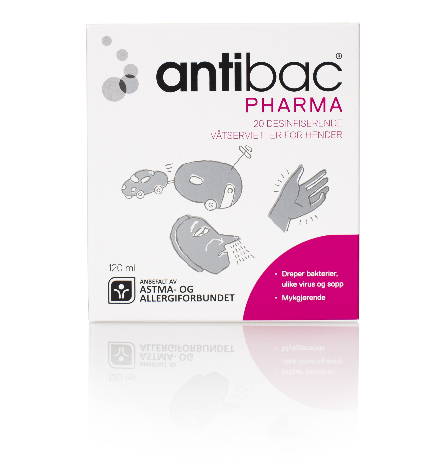 Antibac 85% sótthreinsiklútur fyrir hendur og hluti 1 stk.